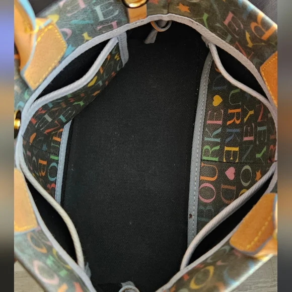 Dooney & Bourke Multicolor Logo Drawstring Tote | Y2K | Leather Trim - Picture 11 of 15